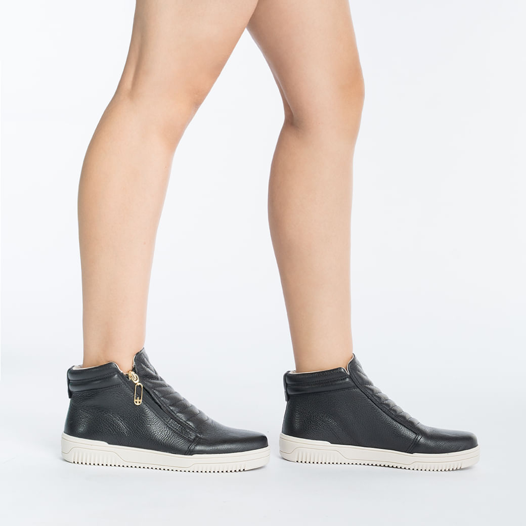 Pegada Tenis Casual 211806-03 Preto Couro2